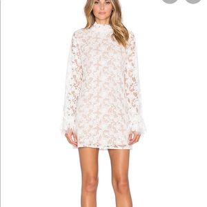 Alexis Alanis Ruffle Sleeve Dress. White Lace/Ruffled Sleeve and Collar detail.